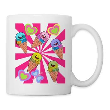 Eis Eiskrem Eiscrem Retro 80er 90er Sommer - Tasse - Weiß - Rechts