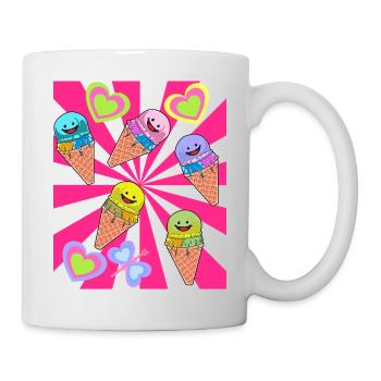 Sommer Eis Eiskrem Waffel Retro Vintage 80er 90er - Tasse - Weiß - Rechts