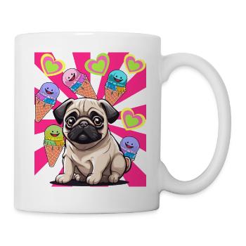 Dog Dog Pug Kids Child Cream Cream - Mug - white - Right