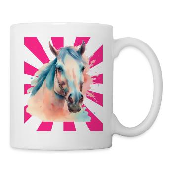 Pferd Pferde Pony Reiterin Retro - Tasse - Weiß - Rechts