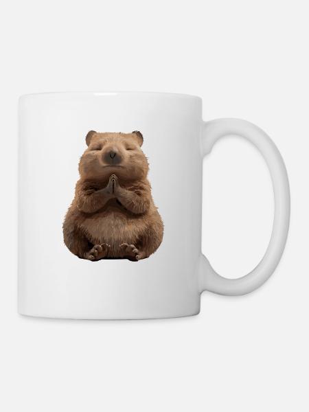 Entspannter Meditierender Wombat In Yoga-Pose - Tasse - Weiß