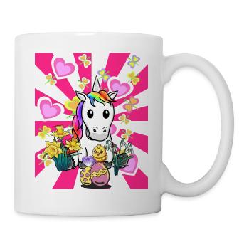 Pâques Licorne Licornes poussin oeufs de Pâques Retro - Mug blanc - blanc - Droite