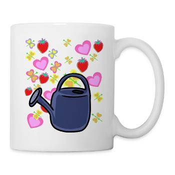 Jardinier arrosoir Rétro Fraises Fruit Fruit - Mug blanc - blanc - Droite