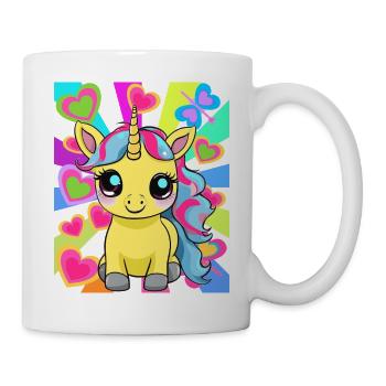 Retro Einhorn Einhörner Kinder Kind Pferd - Tasse - Weiß - Rechts