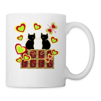 Retro Katzen Katzenfamilie Katze Kinder - Tasse - Weiß - Rechts