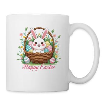 Joyeuses Pâques – Lapin mignon dans le panier de Pâques - Mug blanc - blanc - Droite
