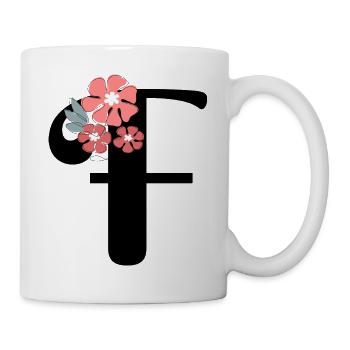 Buchstabe f Minimalistische Blumen - Tasse - Weiß - Rechts