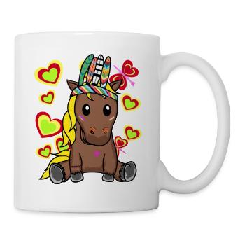 Hippie Pferd Pferde Pony Kinder Kind - Tasse - Weiß - Rechts