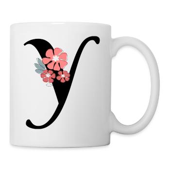 Letter and Minimalist Flowers - Mug - white - Right