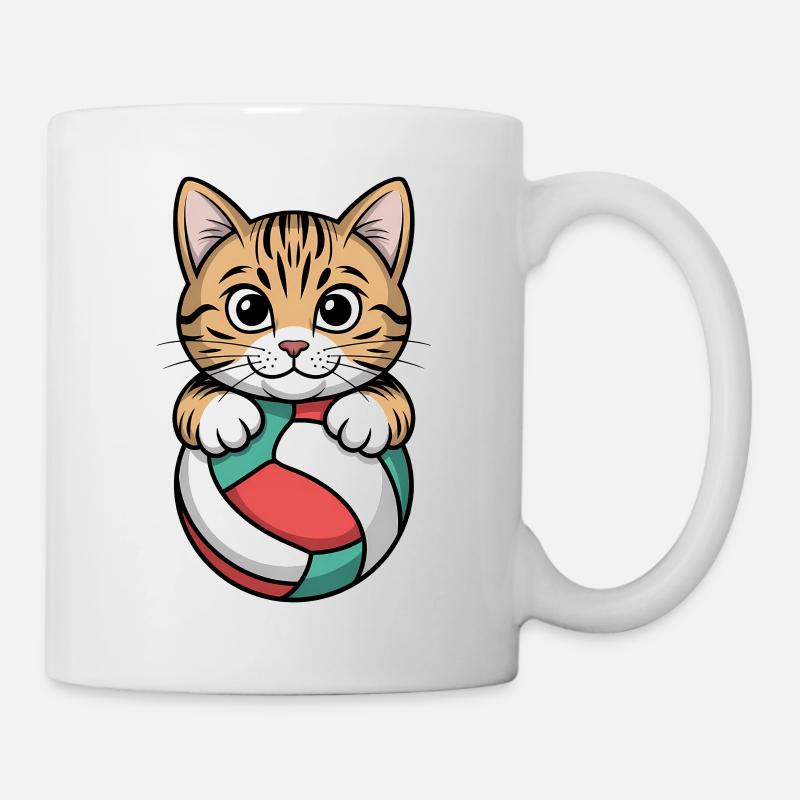 Chat de volley-ball drôle de cadeau de volley-ball - Mug blanc - blanc