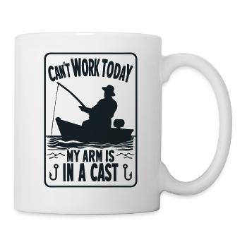 Can't Work My Arm Is In A Cast Fisherman Fishing - Mug - white - Right
