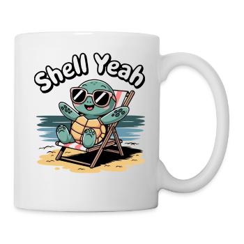 Shell Yeah Cute Turtle Lover Pun Funny Animal - Mug - white - Right