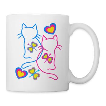 Cat Cats Retro Vintage 80s 90s - Mug - white - Right