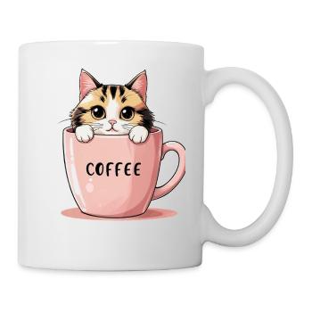 Chat de café mignon - Motivation matinale parfaite - Mug blanc - blanc - Droite
