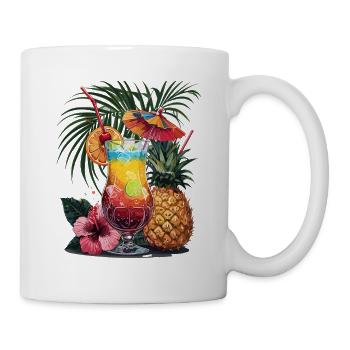 Tropische Cocktail Oase Mit Ananas Und Hibiskus - Tasse - Weiß - Rechts