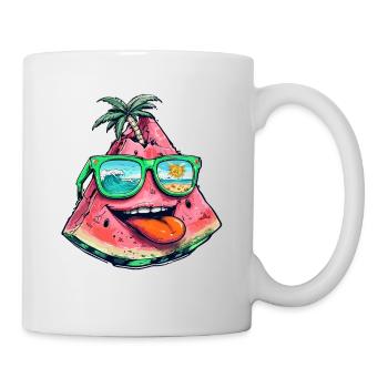 Wassermelone Sommerparty Paradies mit Palmen und - Tasse - Weiß - Rechts