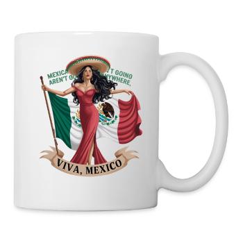 Viva Mexico fière femme mexicaine avec drapeau et - Mug blanc - blanc - Droite