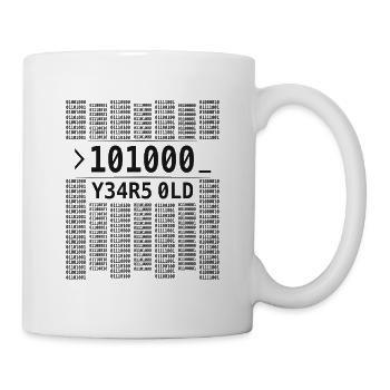 101000 JAHRE ALT COMPUTER BINÄRCODE 40. GEBURTSTAG - Tasse - Weiß - Rechts
