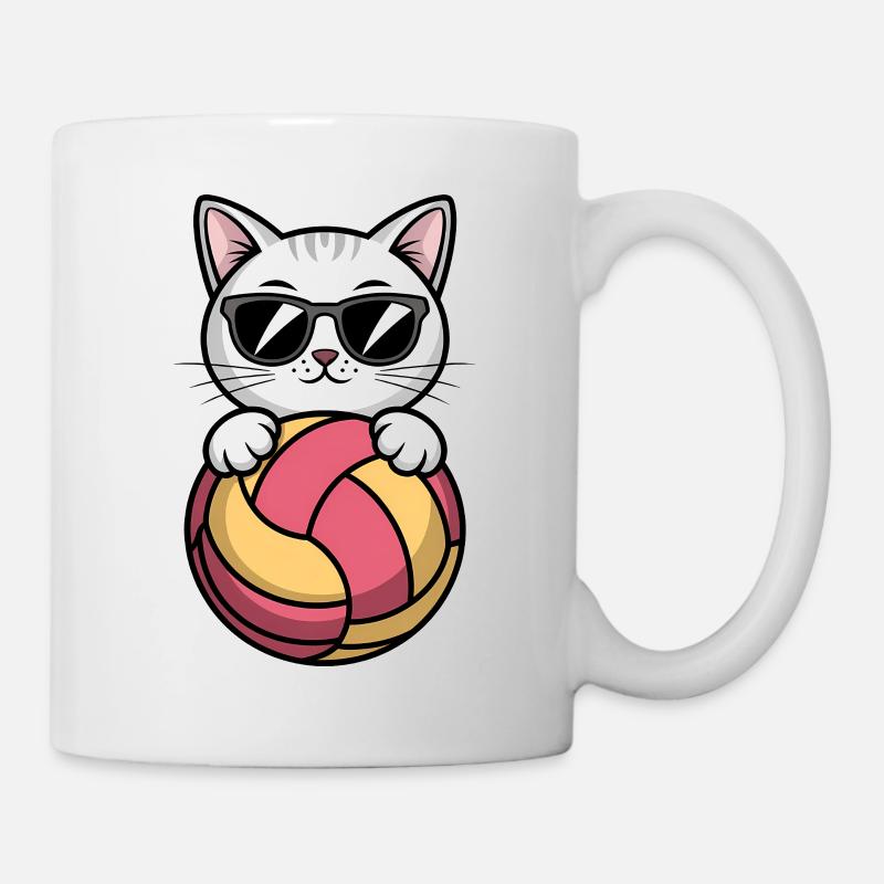 Chat de volley-ball drôle de cadeau de volley-ball - Mug blanc - blanc