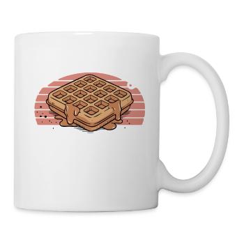 Powered By Waffle Syrup Baker Baking Tasty Morning - Tasse - Weiß - Rechts