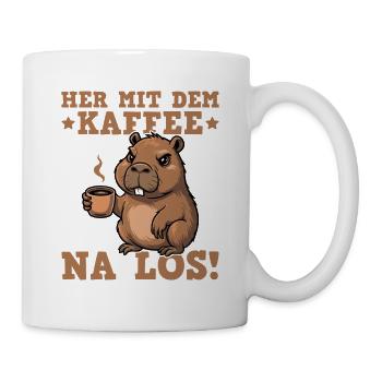 Capybara Her mit dem Kaffee - Morgenmuffel - Tasse - Weiß - Rechts