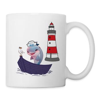 Delphin Fisch Fische maritim Kinder Kind Boot - Tasse - Weiß - Rechts