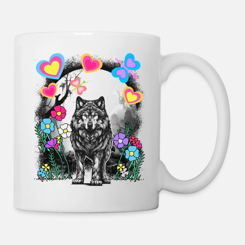 Retro Wolf Wölfe Märchen Märchenfigur Vintage - Tasse - Weiß