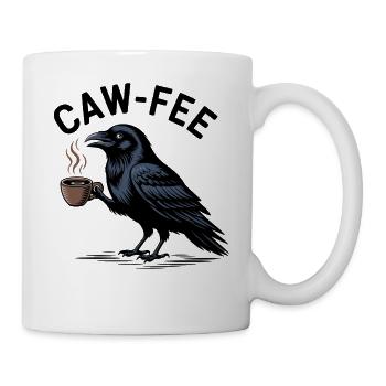 Cawfee Raven Coffee Gothic Bird Animal Funny Pun - Mug - white - Right