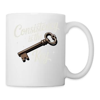 Beständigkeit ist das wichtigste motivierende Zitat Positiv - Tasse - Weiß - Rechts