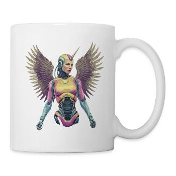 Futuristische Einhorn Engel mit Robotik Flügeln - Tasse - Weiß - Rechts