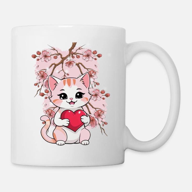 Chat Chats Chaton Coeur Saint-Valentin - Mug blanc - blanc