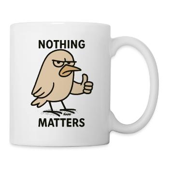 Annoyed bird: "Nothing is important" - Mug - white - Right