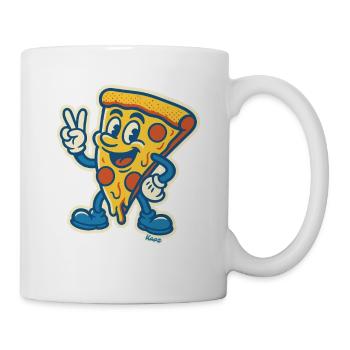 Grinning pizza with peace sign - Mug - white - Right