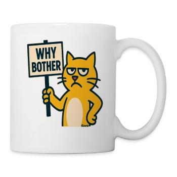 chat de dessin animé agacé : pourquoi s’embêter - Mug blanc - blanc - Droite