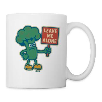 Brocoli en colère avec pancarte : Laissez-moi tranquille - Mug blanc - blanc - Droite