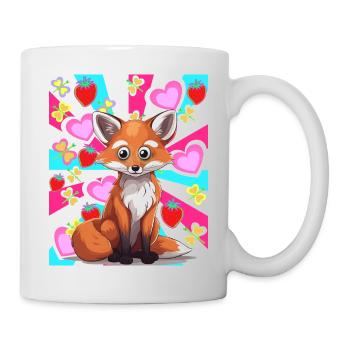 Rétro été renard habitant de la forêt fraises des années 80 - Mug blanc - blanc - Droite