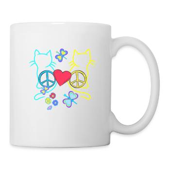 Chats Hippie Rétro Chat Paix Vintage Hippies - Mug blanc - blanc - Droite