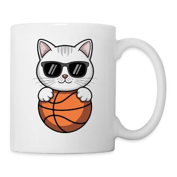 Chat de basket-ball drôle cadeau de basket-ball - Mug blanc - blanc - Droite
