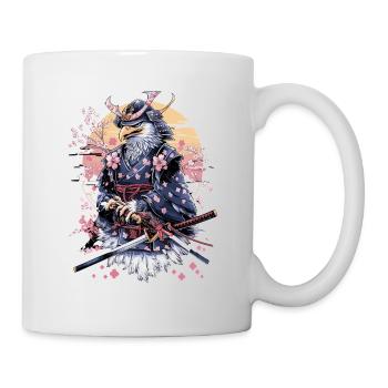 Majestueux aigle samouraï avec fleurs de cerisier et - Mug blanc - blanc - Droite