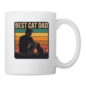 Meilleure silhouette rétro de papa chat avec chat - Mug blanc - blanc - Droite