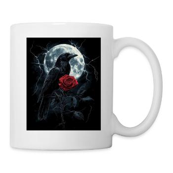 Raven Rose Moon Gloomy Gothic Black Crow - Mug - white - Right