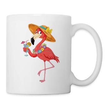 Flamingo Cocktail Shirt – Sommer Feeling - Tasse - Weiß - Rechts