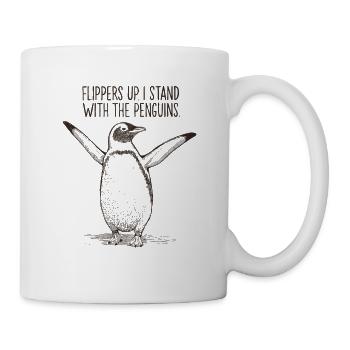 flippers up i stand with the penguins - Mug - white - Right