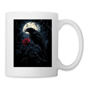 Raven Rose Moon Gloomy Gothic Black Crow - Mug - white - Right