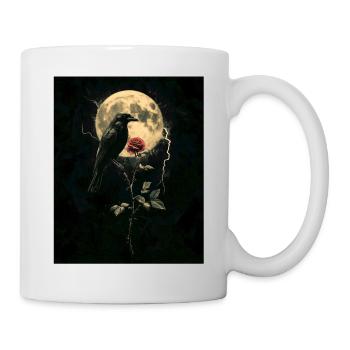 Raven Rose Moon Gloomy Gothic Black Crow - Mug - white - Right