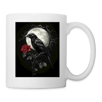 Raven Rose Moon Gloomy Gothic Black Crow - Mug - white - Right