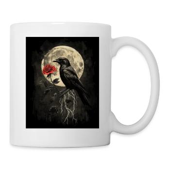 Raven Rose Moon Gloomy Gothic Black Crow - Mug - white - Right