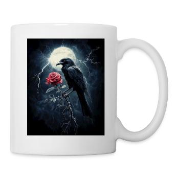 Raven Rose Moon Gloomy Gothic Black Crow - Mug - white - Right