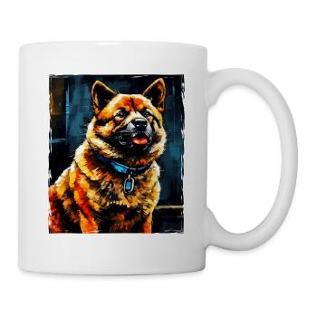 Akita Hund Porträt - Tasse - Weiß - Rechts