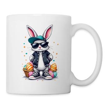 Stylish bunny with Easter basket - Mug - white - Right